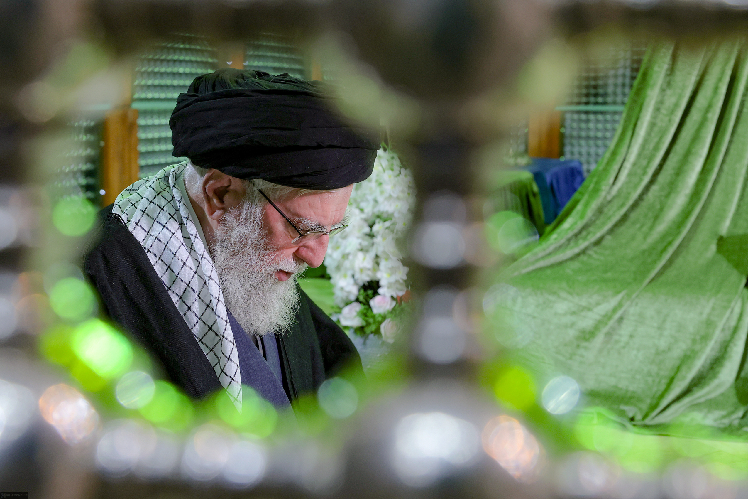 Supreme Leader Ayatollah Ali Khamenei at the grave of the late revolutionary founder Ayatollah Khomeini last month