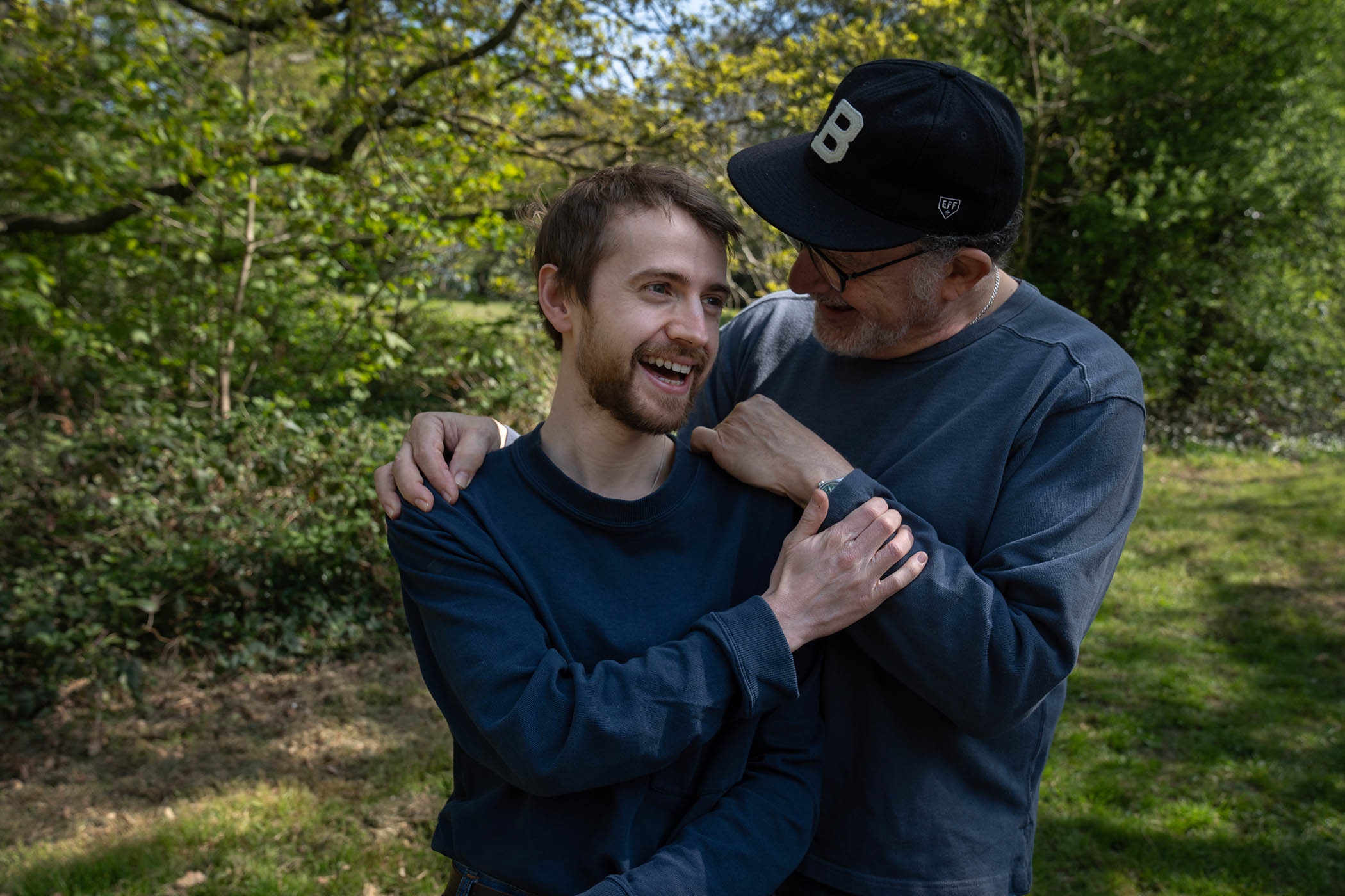 Above: Xavier Greenwood celebrating his conversion with his partner’s father. Main image: Max Olesker and Eliana on their wedding day.