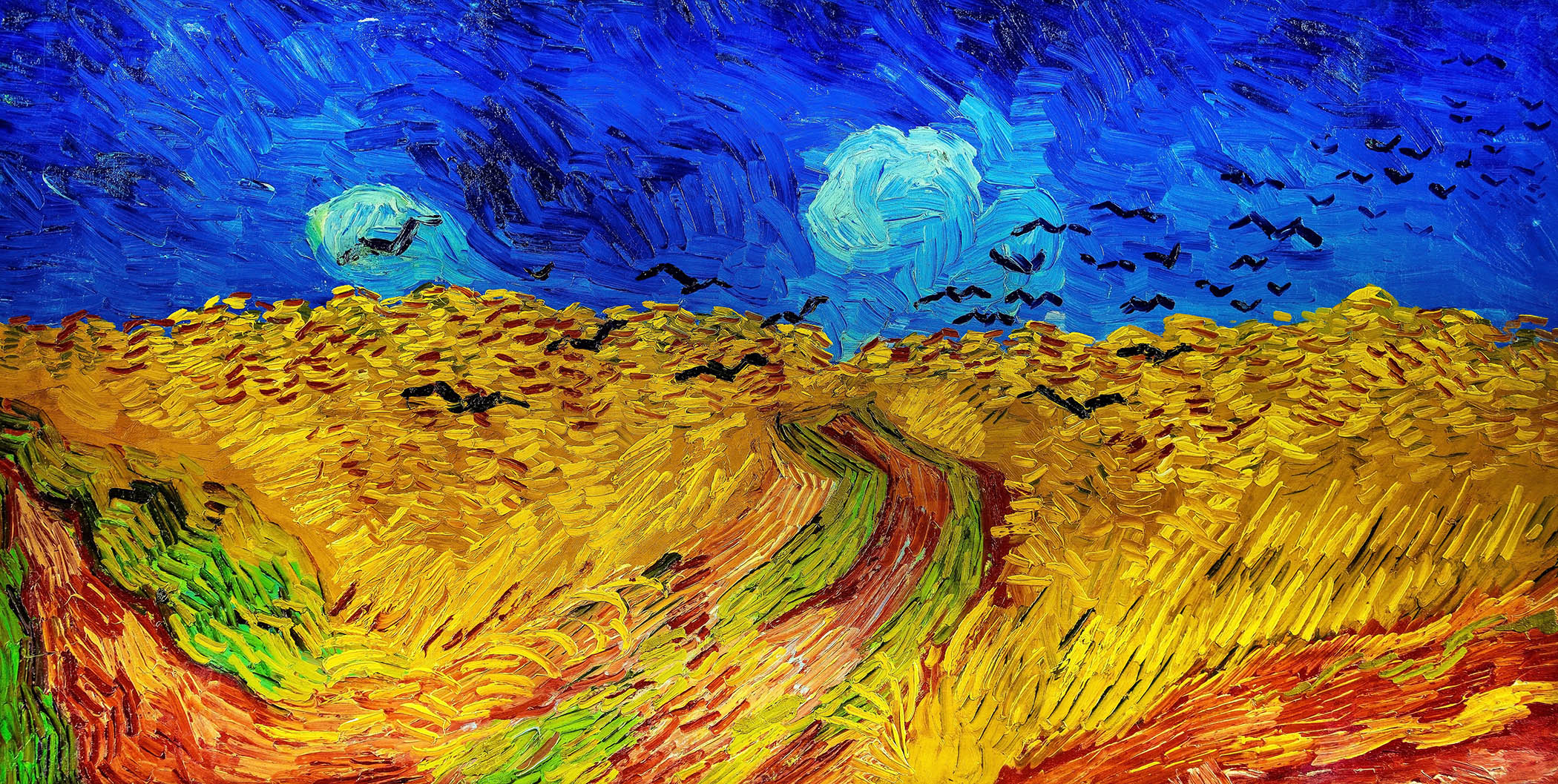 Van Gogh’s Wheatfield with Crows depicts the birds as if scattered by the crack of a gun