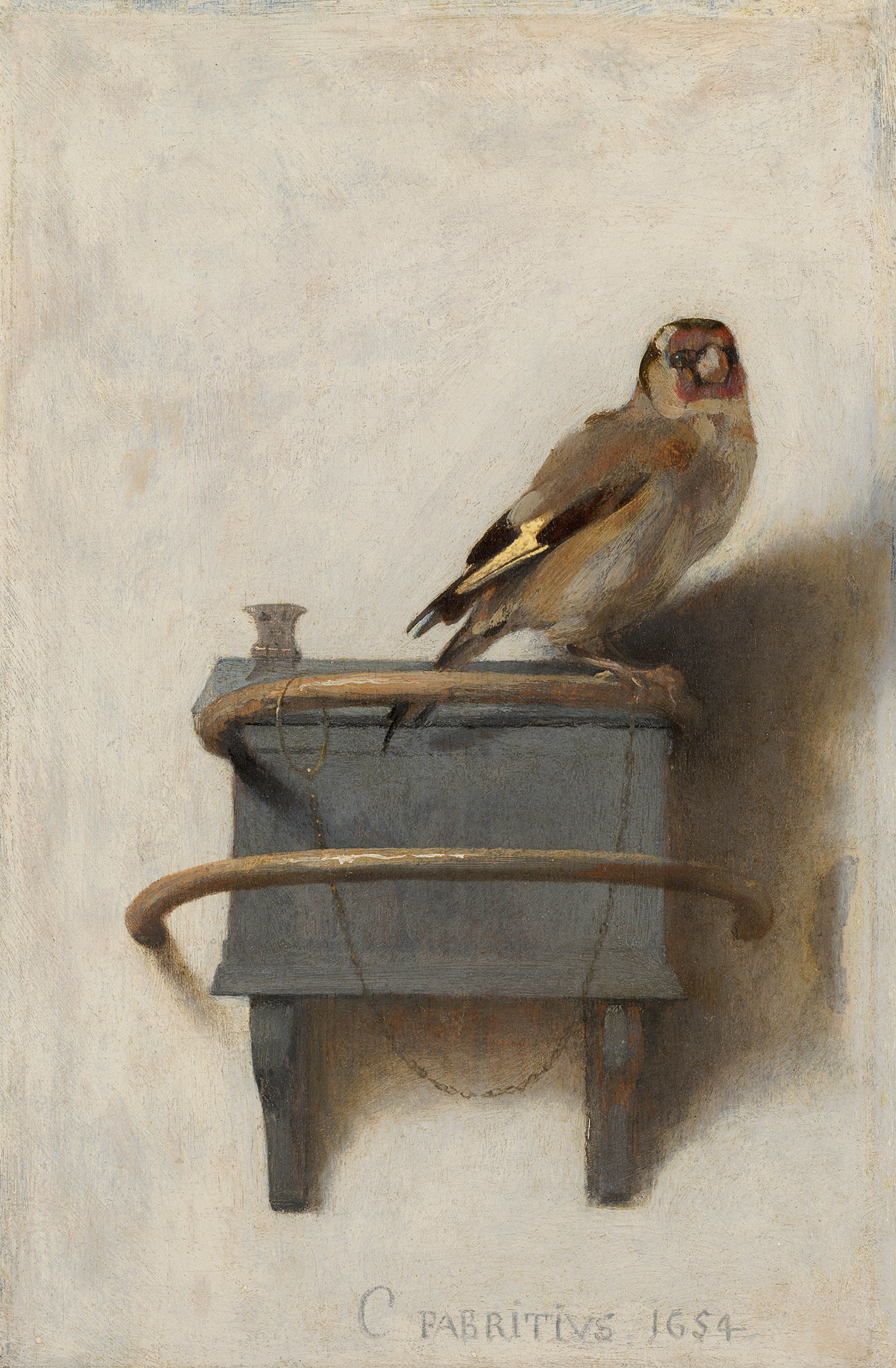 Carel Fabritius’s The Goldfinch, from 1654. Main image: a watercolour of a blue European roller’s wing by Albrecht Dürer