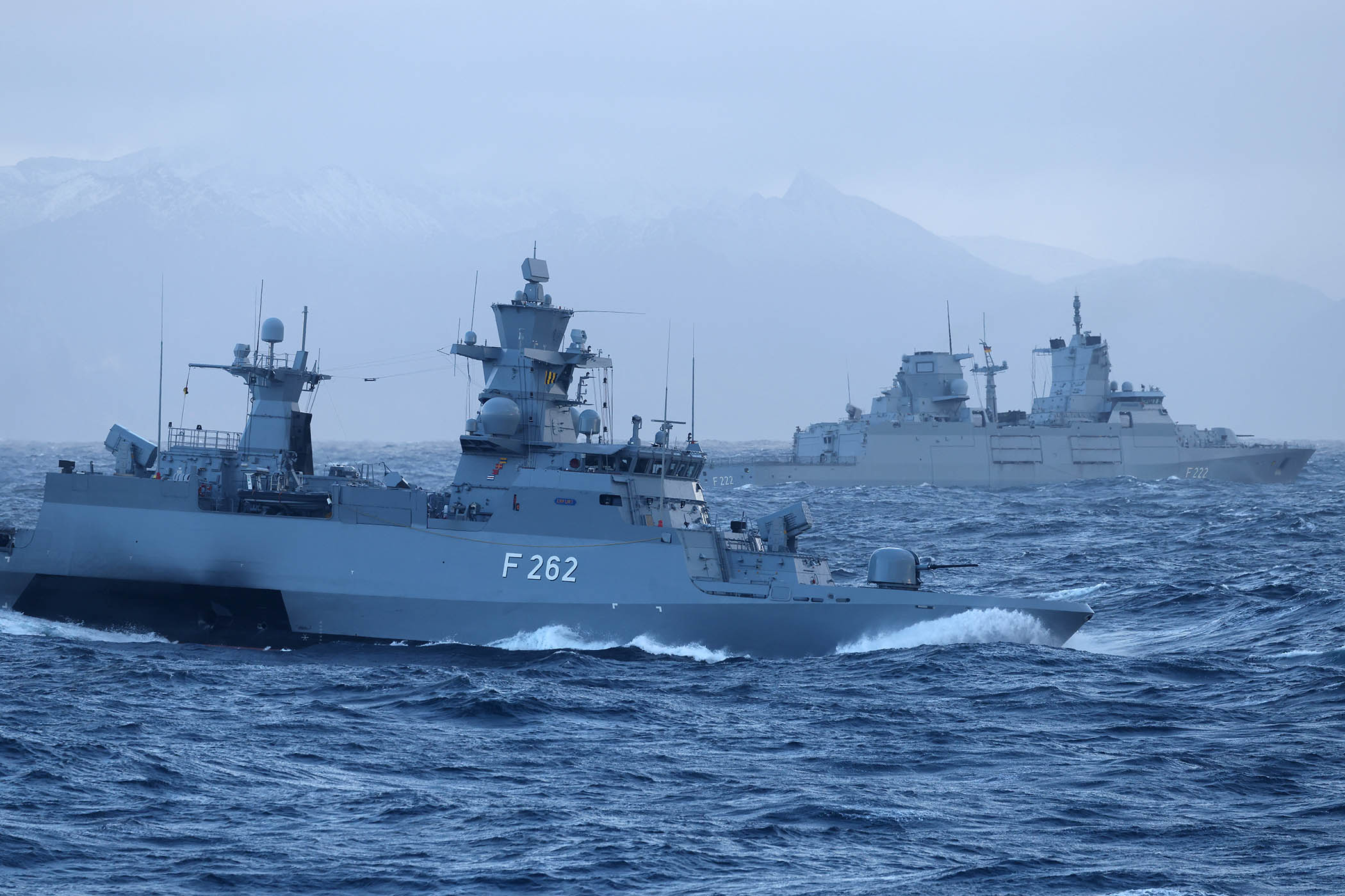 German warships take part in a military exercise in the North Sea last October, the biggest of its kind in 30 years