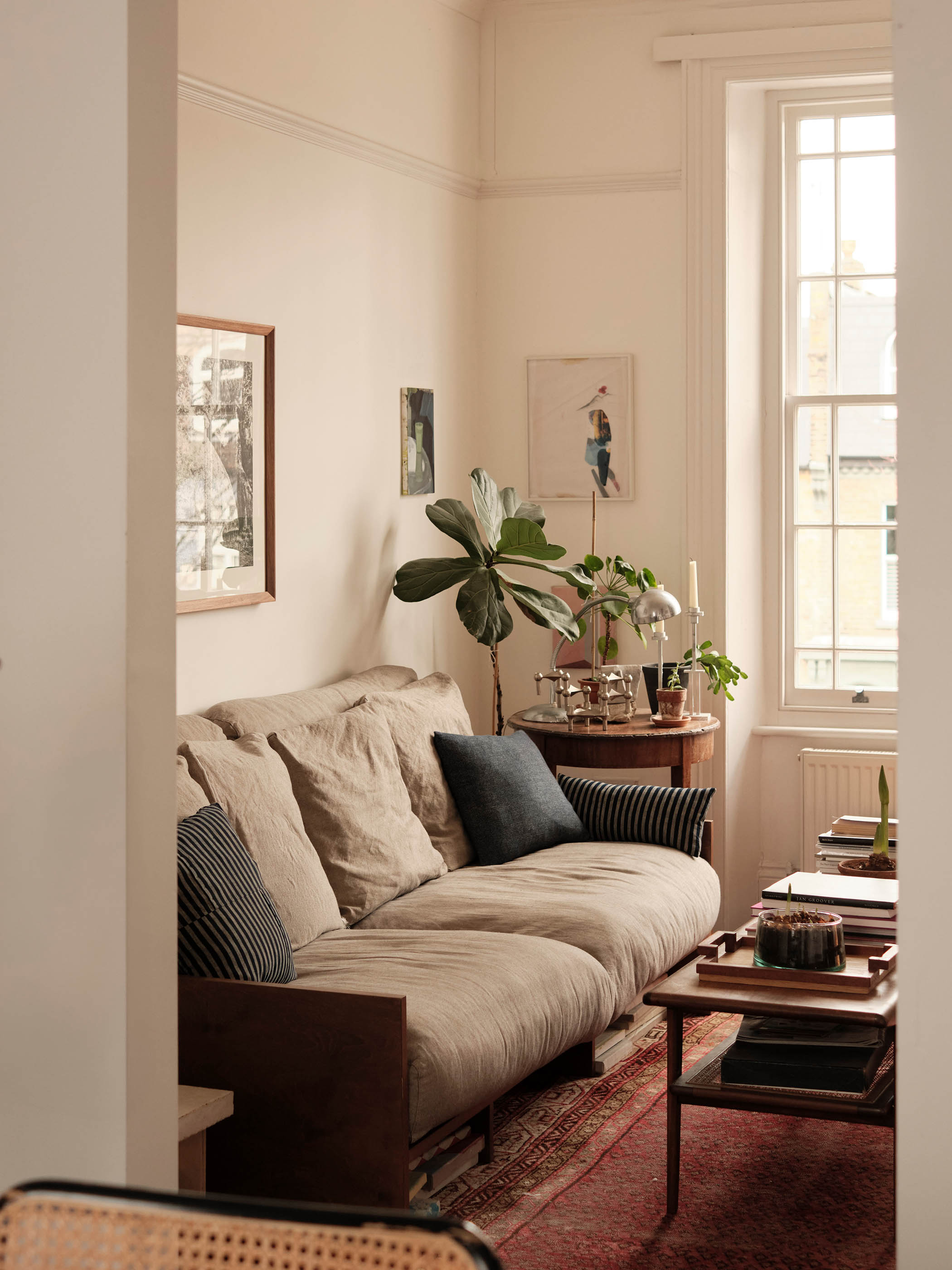 The sofa is Tuppen’s own design