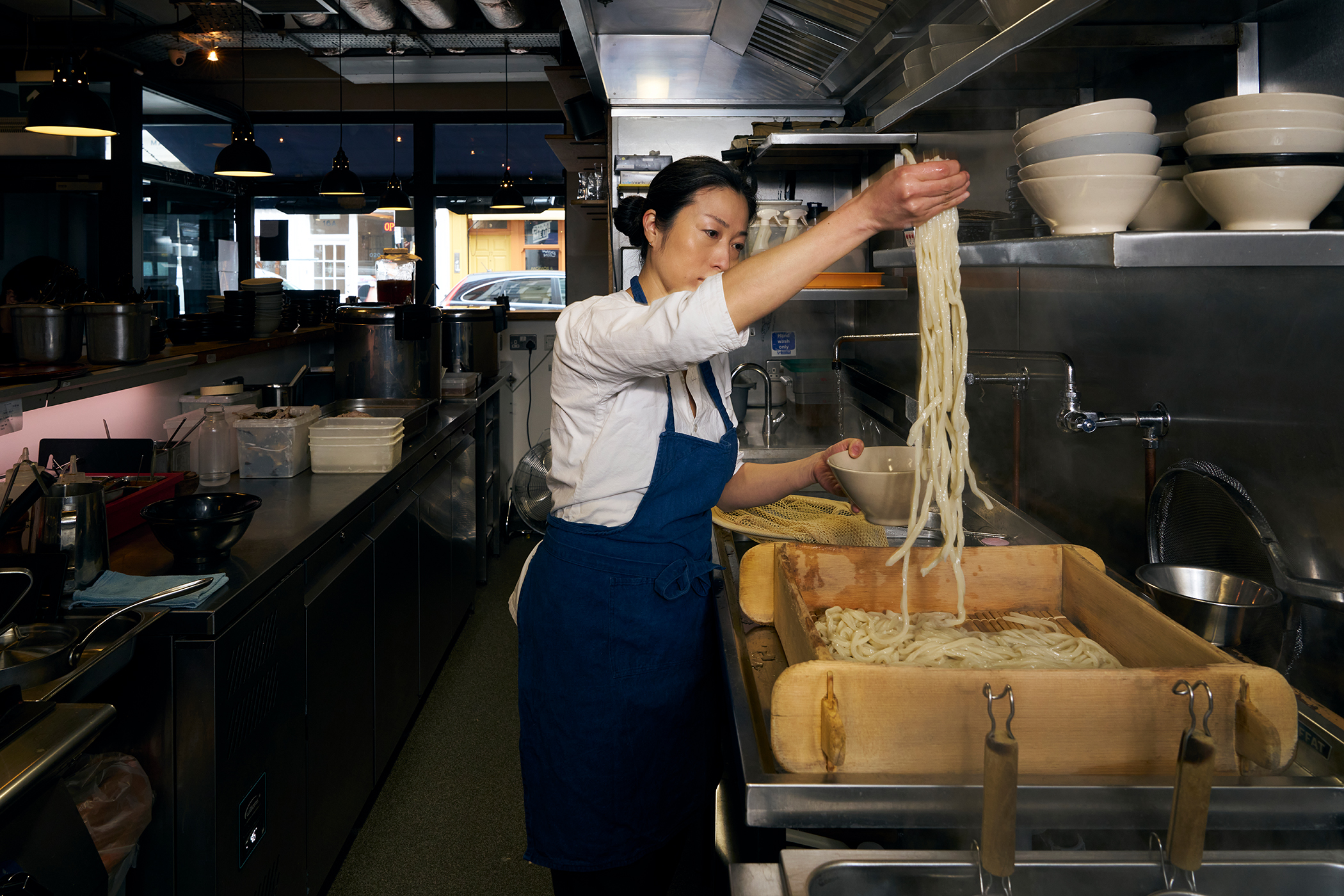 Shuko Oda, chef and co-founder of Koya, with udon noodles, ‘A clear soup noodle is always my go-to, like our dashi,' she says. 'Clean but flavourful. Fresh wakame seaweed and prawn tempura are my ultimate topping combinations. I love how the tempura batter gives the dashi a little shine, soaking up all the umami.’