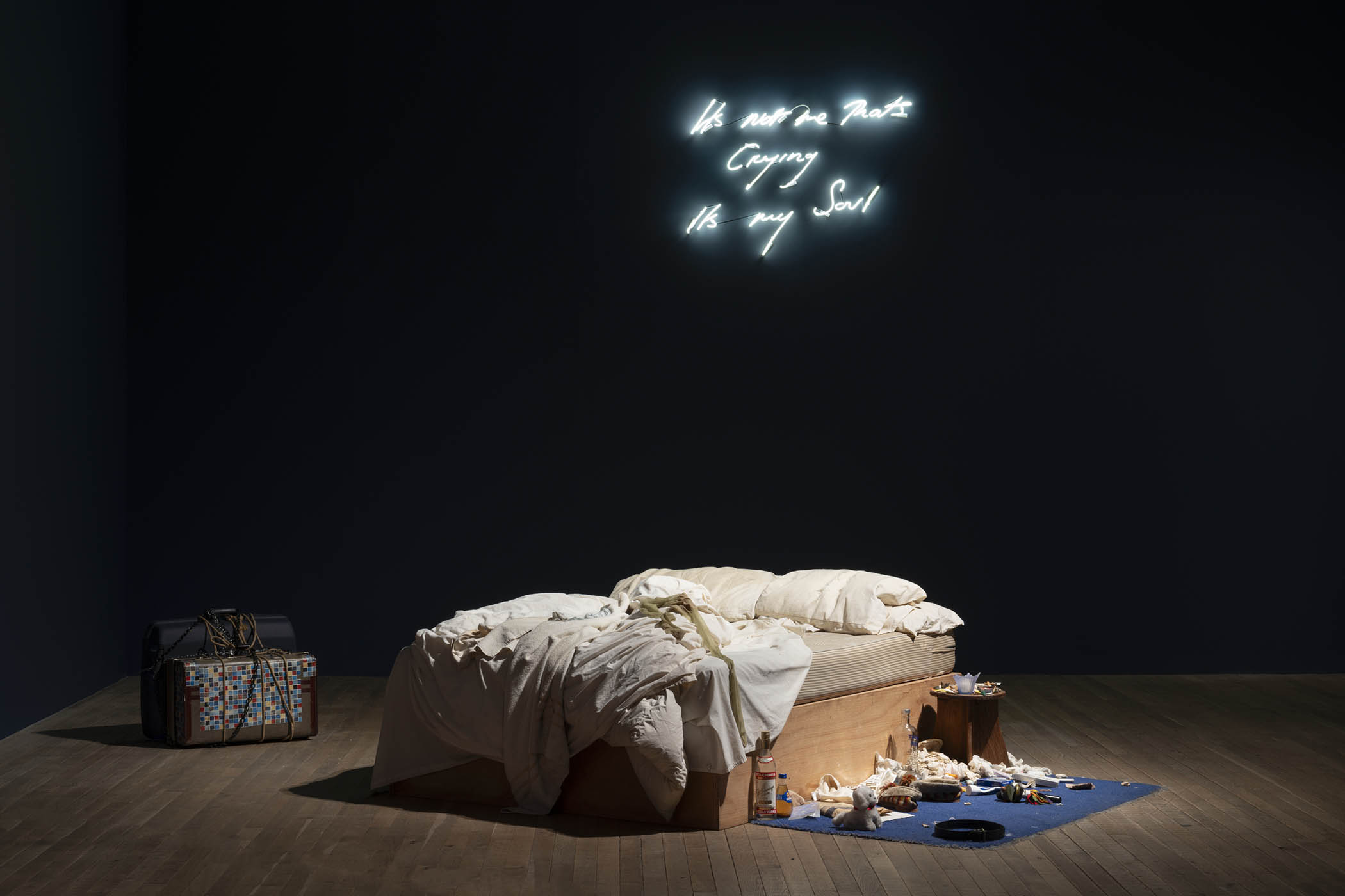 One of Tracey Emin’s ‘neon laments’ hangs above her world-famous bed. Main image: Tracey Emin’s 1995 film Why I Never Became a Dancer is so ‘exhilarating you want every girl to see it’