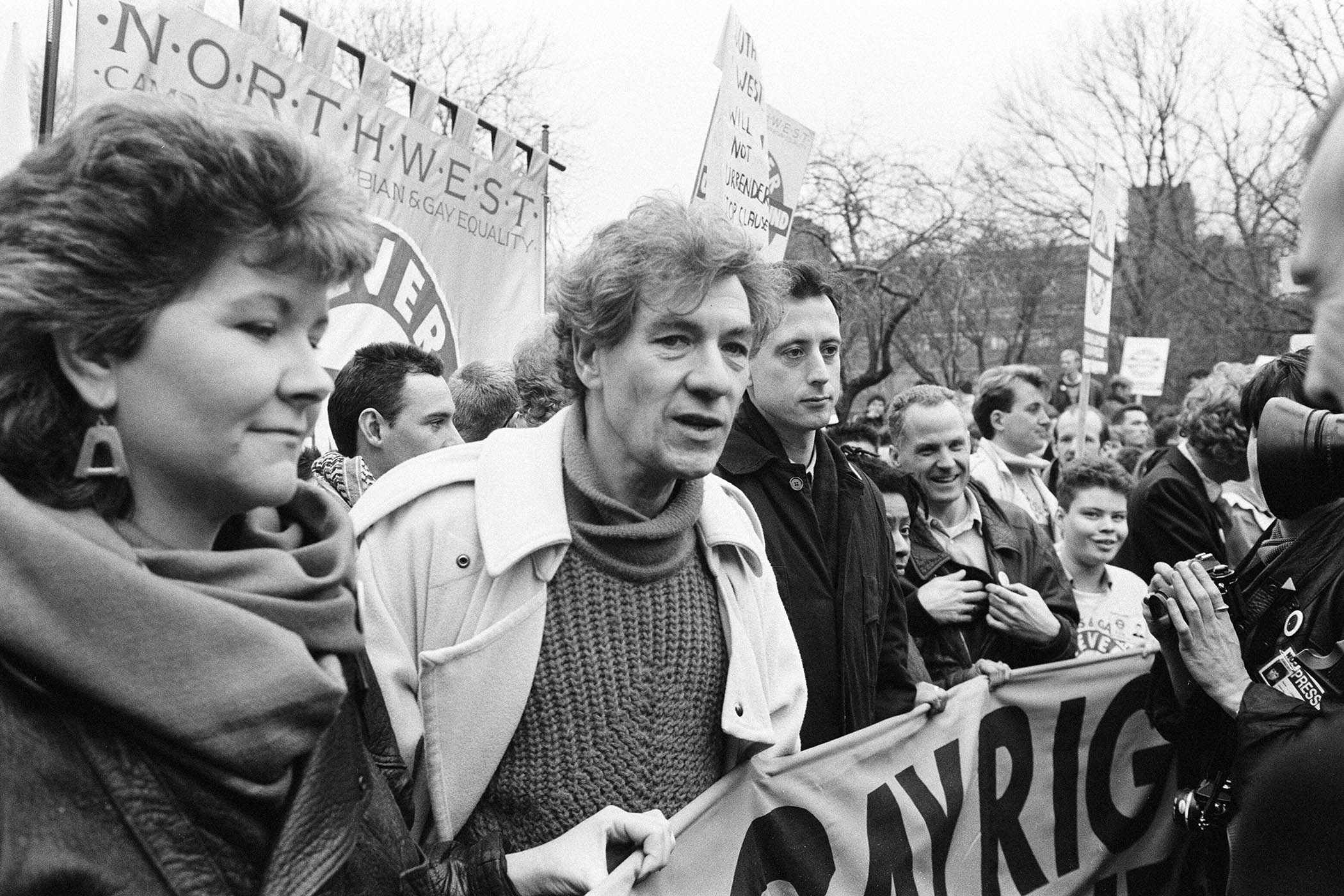 Ian McKellen protesting Section 28 in 1988