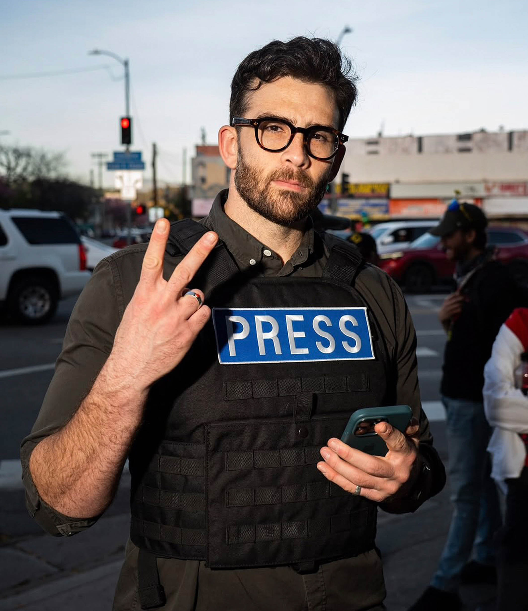 Piker at an anti-ICE protest