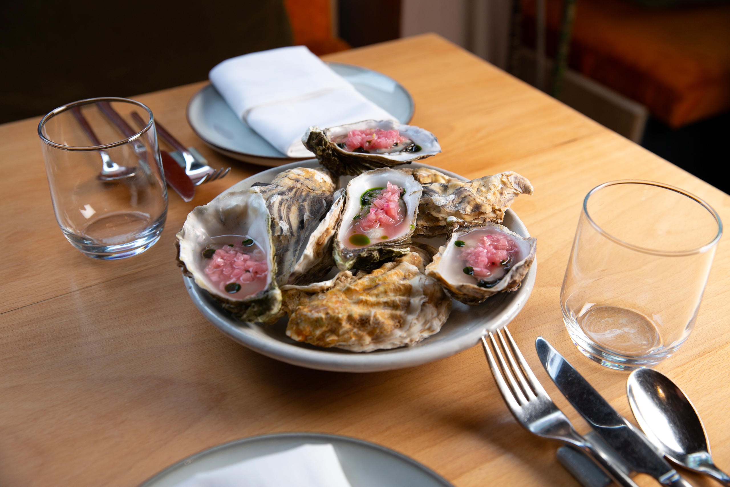 ‘Rhubarb played like jazz’: raw oyster, roast rhubarb