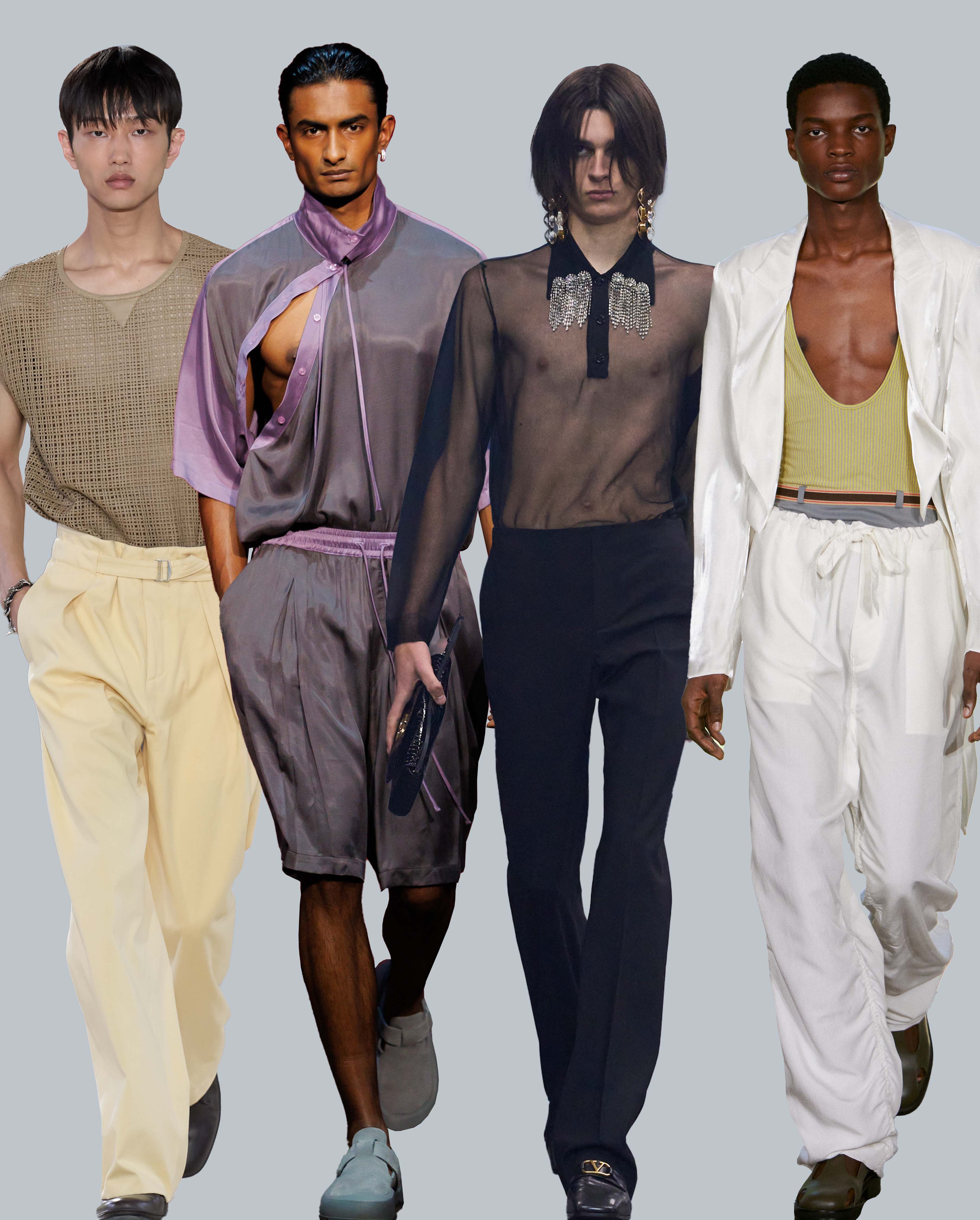 From left SS26: Hermès, Saul Nash, Valentino and Wooyoungmi